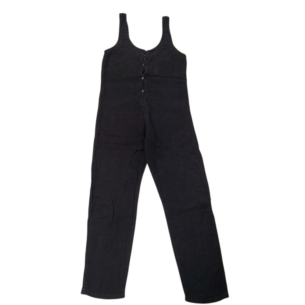 STILLWATER Lost in Love Gauze Jumpsuit Womens Medium Black Sleeveless Soft
